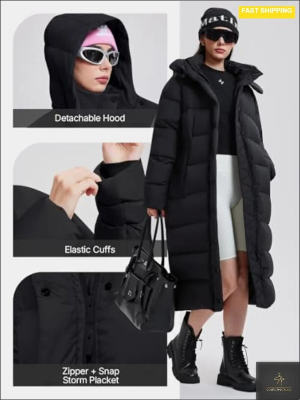Women's 800FP Long Down Puffer Coat with Cinched Waist, Water-Resistant Winter